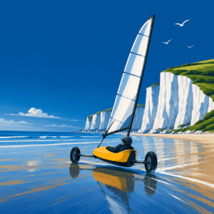 Lire la suite à propos de l’article Char à voile sur la Côte d&rsquo;Albâtre : vitesse, vent et sable à marée basse
