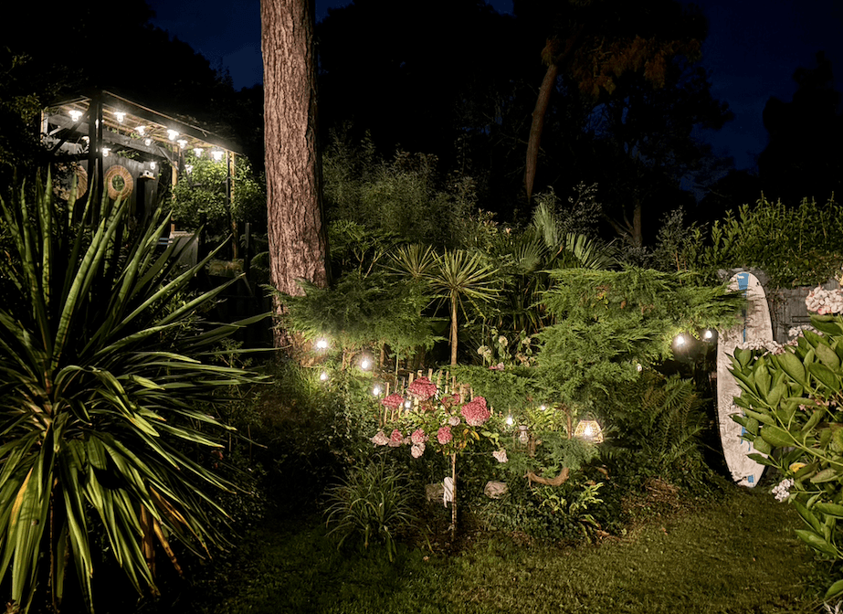 Lire la suite à propos de l’article Jardin illuminé bord de mer : notre Carré Vue Mer la nuit
